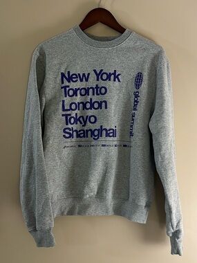 Champion Grey Graphic Crewneck Sweatshirt with purple City Print